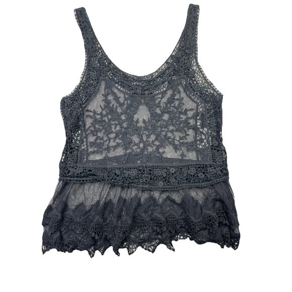 Black Sheer Fairy Witchy Lace Goth Whimsigoth Top Womens XSmall Romantic Y2K - Picture 2 of 10